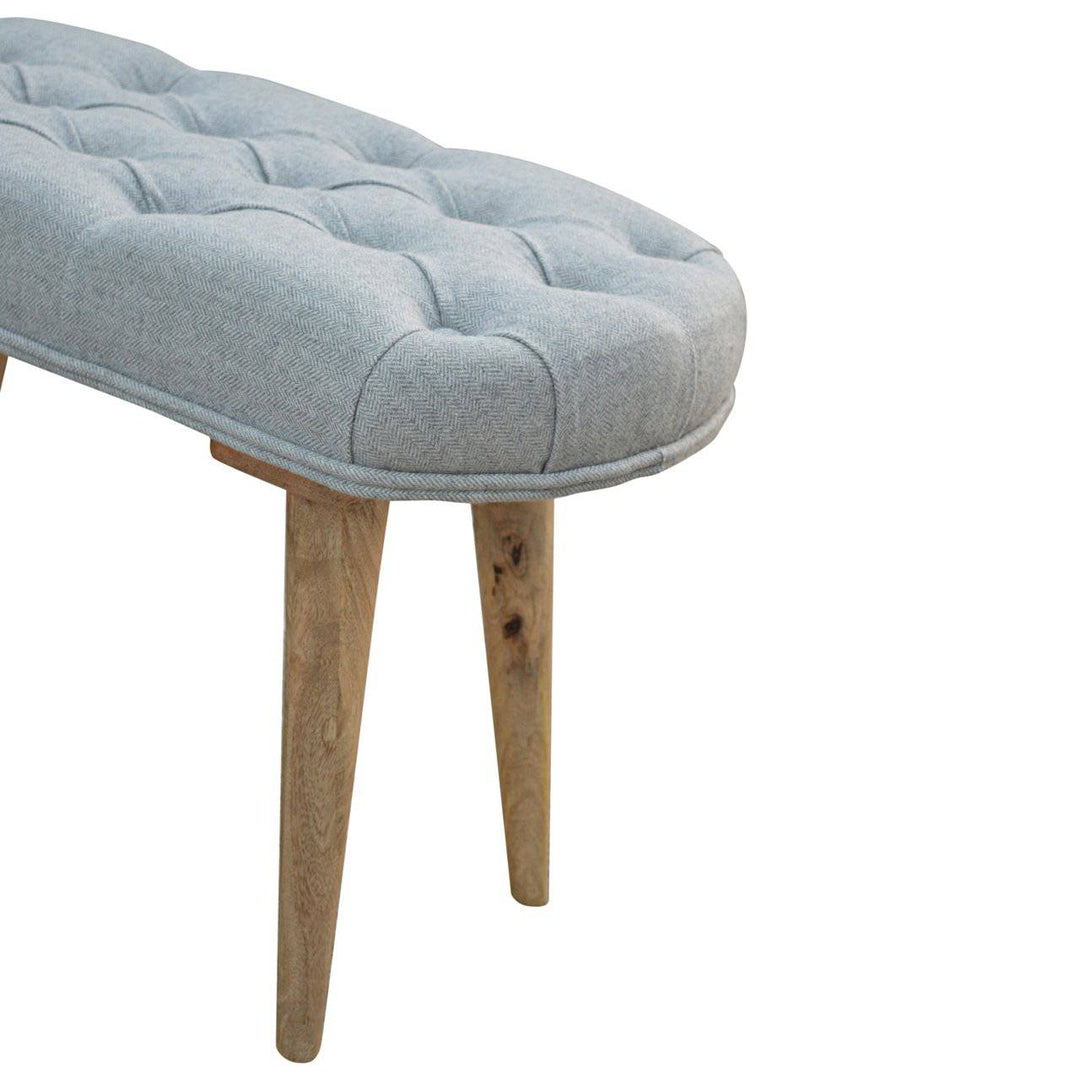 Deep Button Grey Tweed Bench - TidySpaces