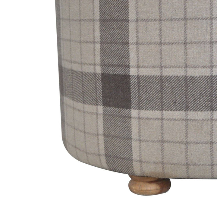 Deep Button Round Checked Footstool - TidySpaces