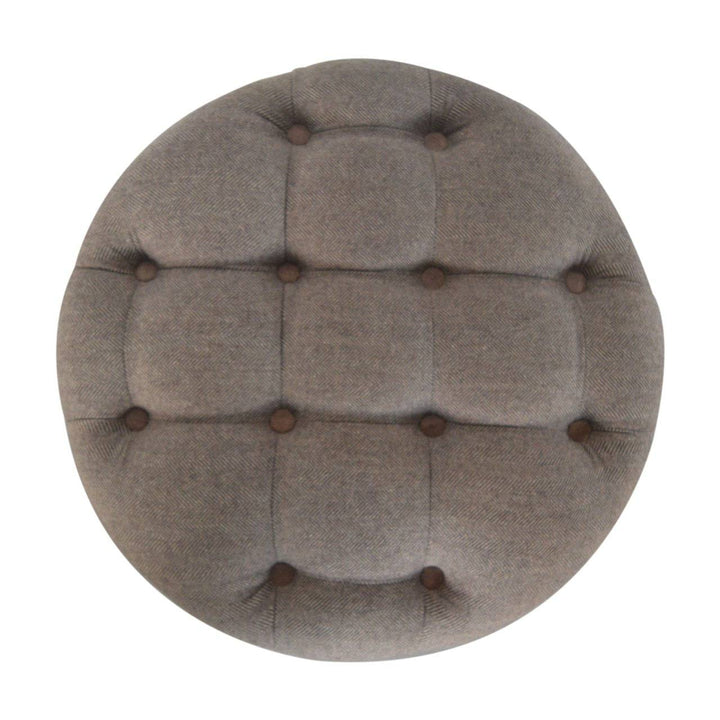 Deep Button Round Checked Footstool - TidySpaces