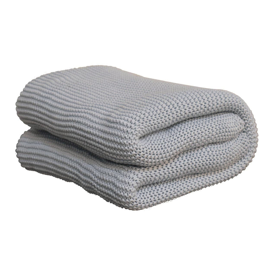 Double Blue Knit Throw - TidySpaces