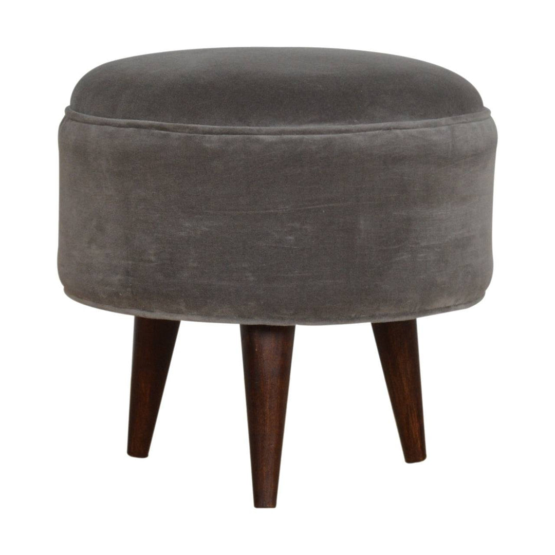 Grey Velvet Nordic Style Footstool - TidySpaces