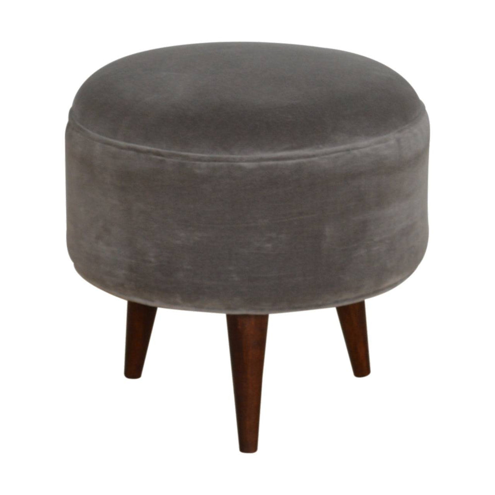 Grey Velvet Nordic Style Footstool - TidySpaces