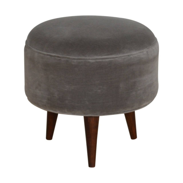 Grey Velvet Nordic Style Footstool - TidySpaces