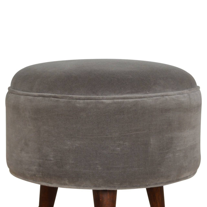 Grey Velvet Nordic Style Footstool - TidySpaces