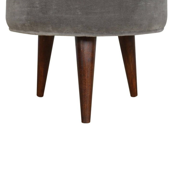 Grey Velvet Nordic Style Footstool - TidySpaces