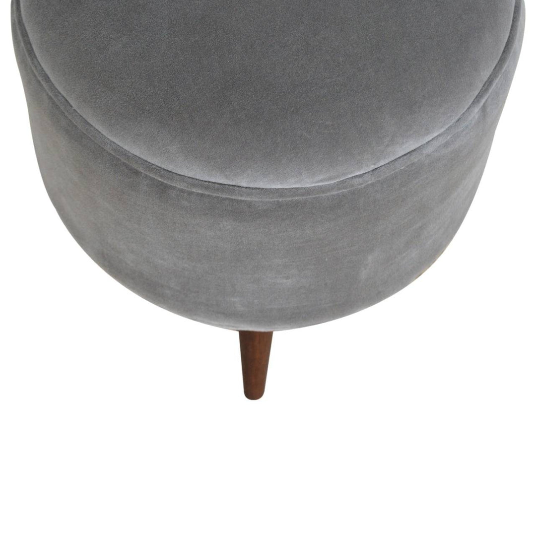 Grey Velvet Nordic Style Footstool - TidySpaces