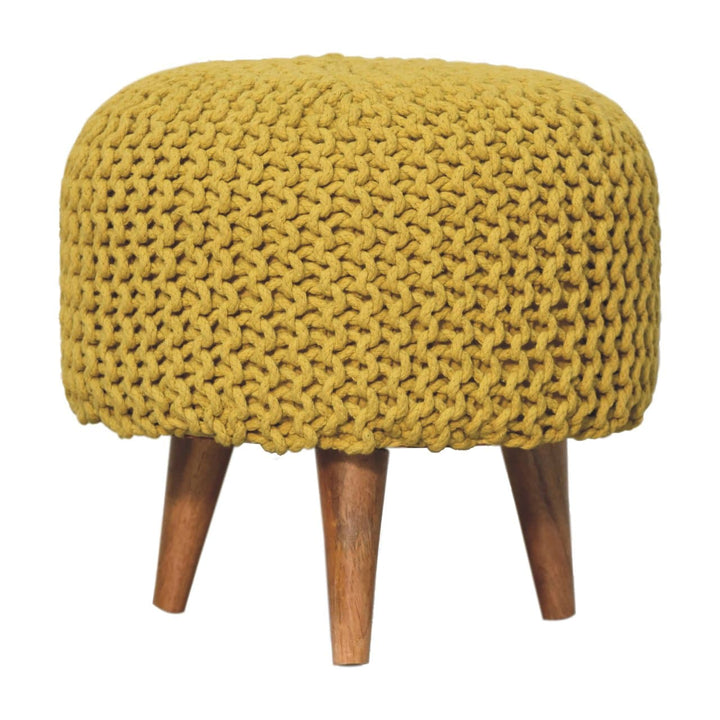 Keeva Mustard Round Footstool - TidySpaces