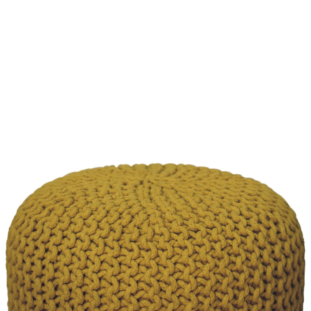 Keeva Mustard Round Footstool - TidySpaces