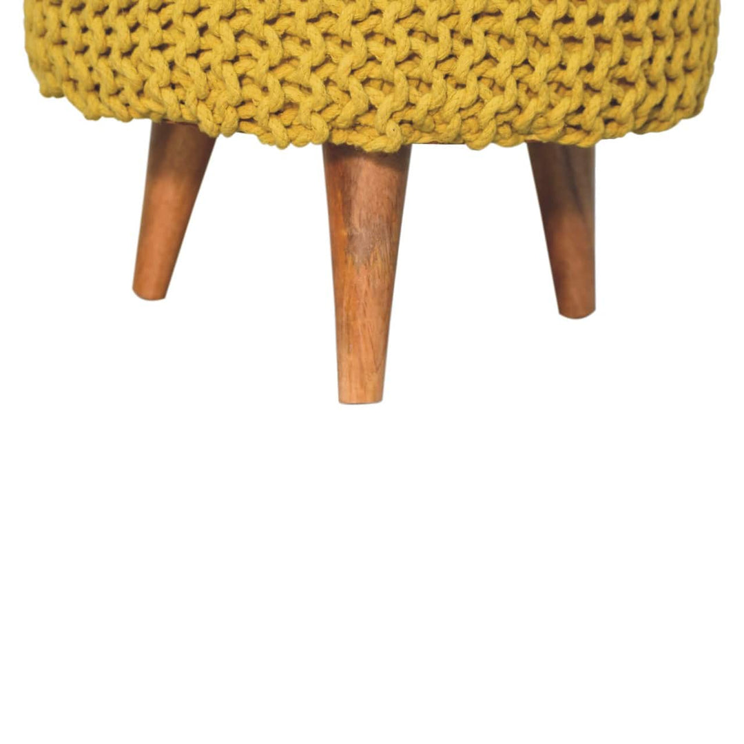 Keeva Mustard Round Footstool - TidySpaces