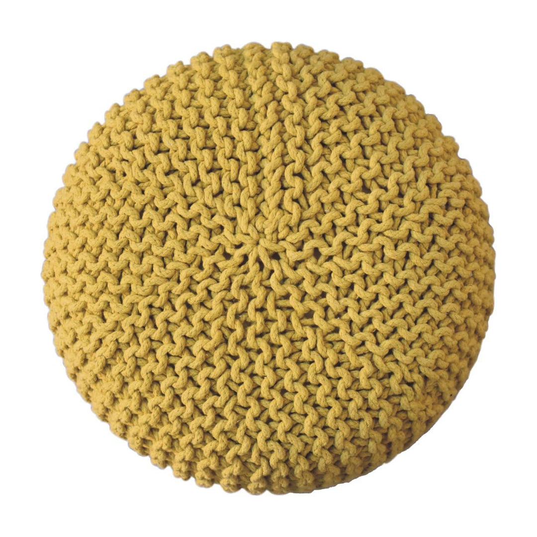 Keeva Mustard Round Footstool - TidySpaces