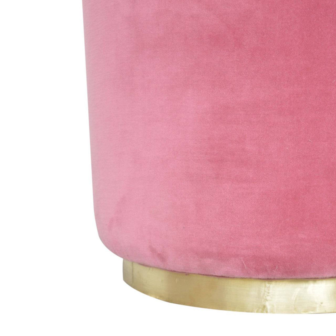 Large Pink Footstool with Gold Base - TidySpaces