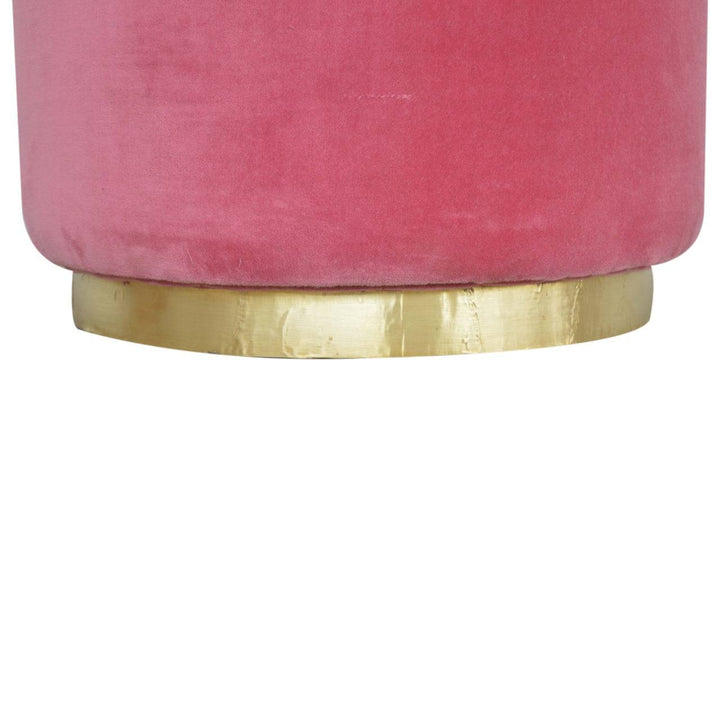 Large Pink Footstool with Gold Base - TidySpaces