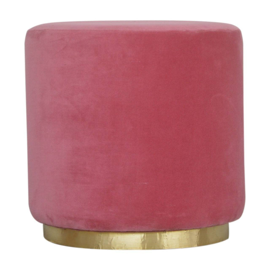 Large Pink Footstool with Gold Base - TidySpaces