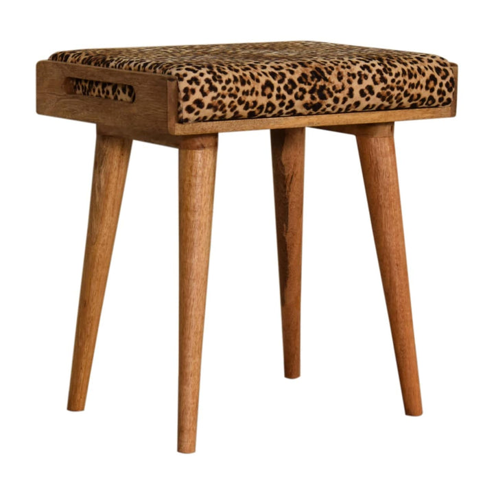 Leopard Velvet Tray Style Footstool - TidySpaces