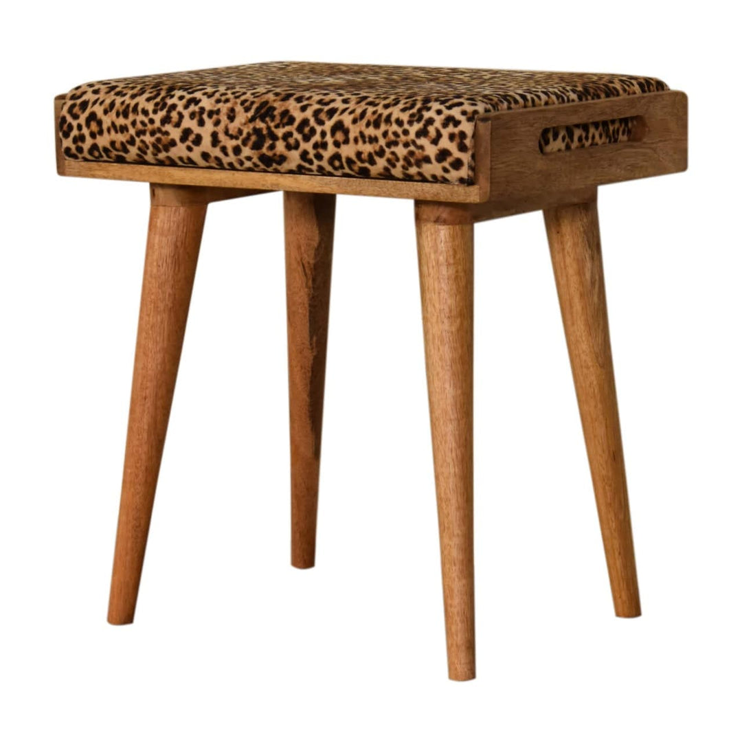 Leopard Velvet Tray Style Footstool - TidySpaces