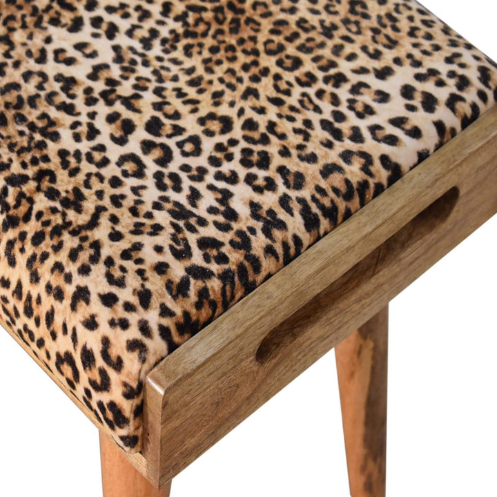 Leopard Velvet Tray Style Footstool - TidySpaces