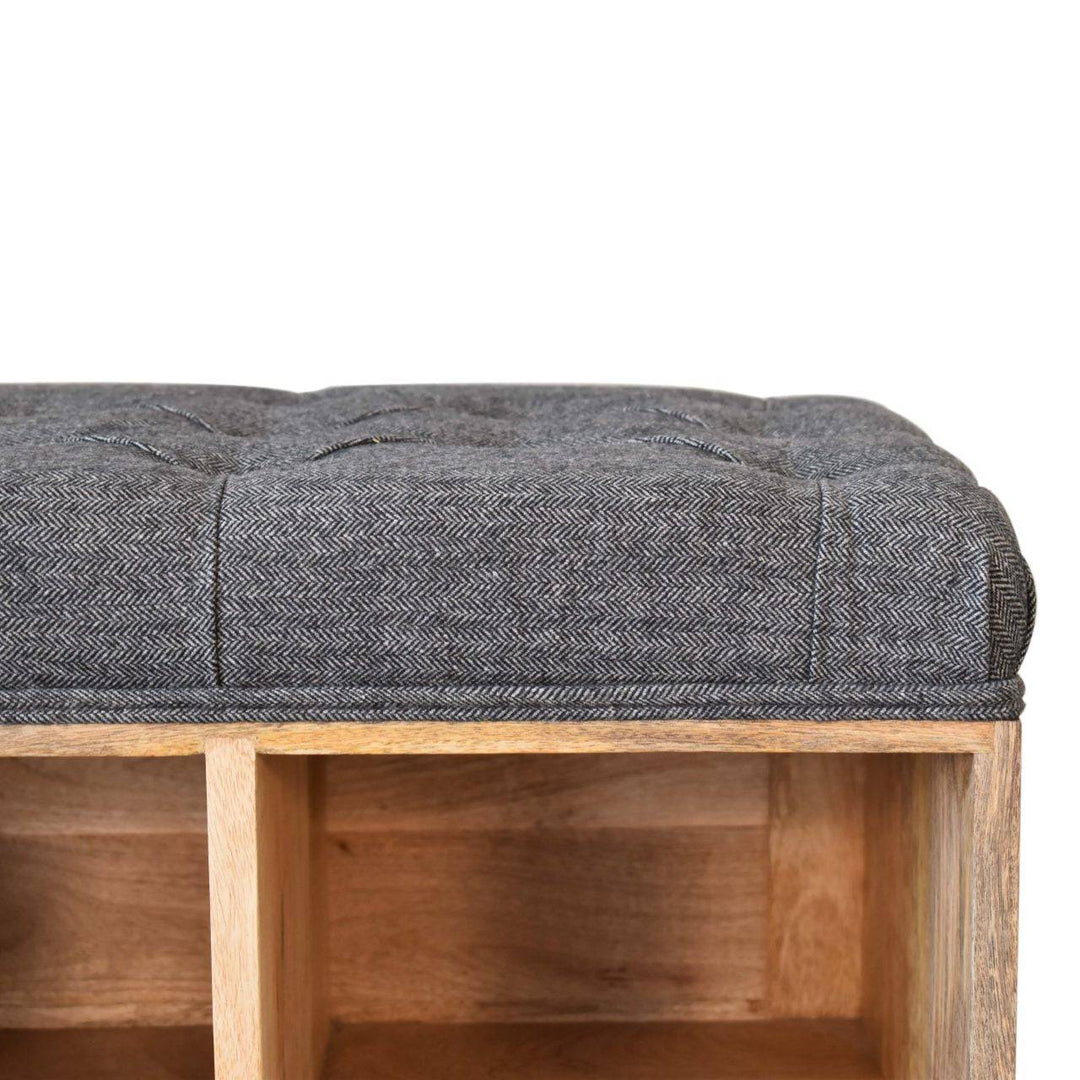 Mini Black Shoe Storage Footstool - TidySpaces