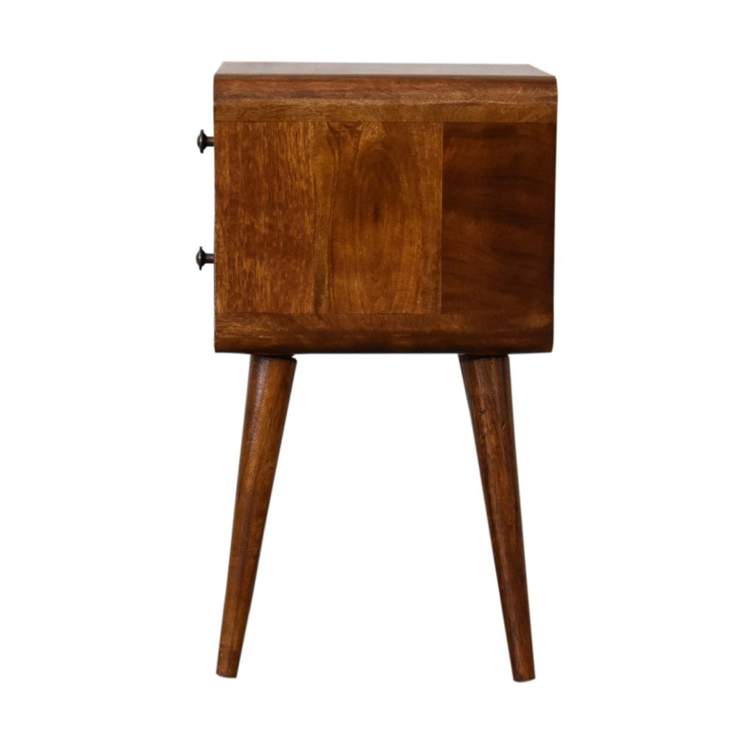 Mini Chestnut Curved Bedside - TidySpaces