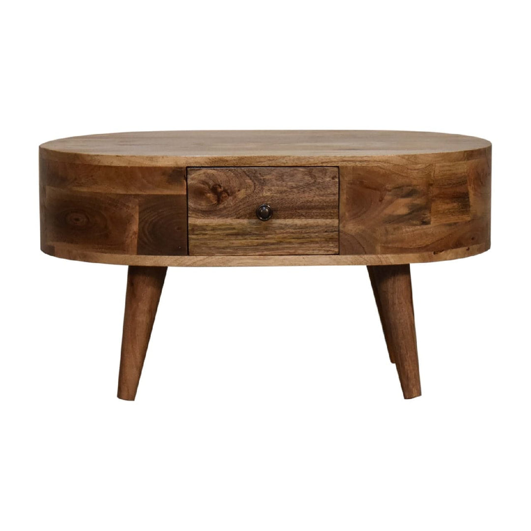 Mini Oak-ish Rounded Coffee Table - TidySpaces