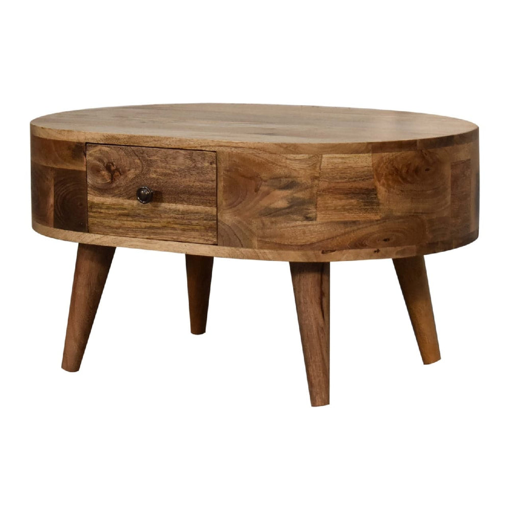 Mini Oak-ish Rounded Coffee Table - TidySpaces