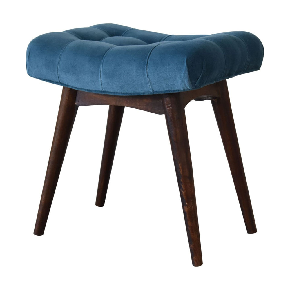 Mini Teal Velvet Curved Bench - TidySpaces