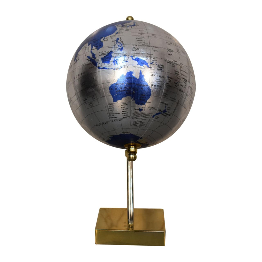 Mixed Chrome and Brass Blue Globe - TidySpaces