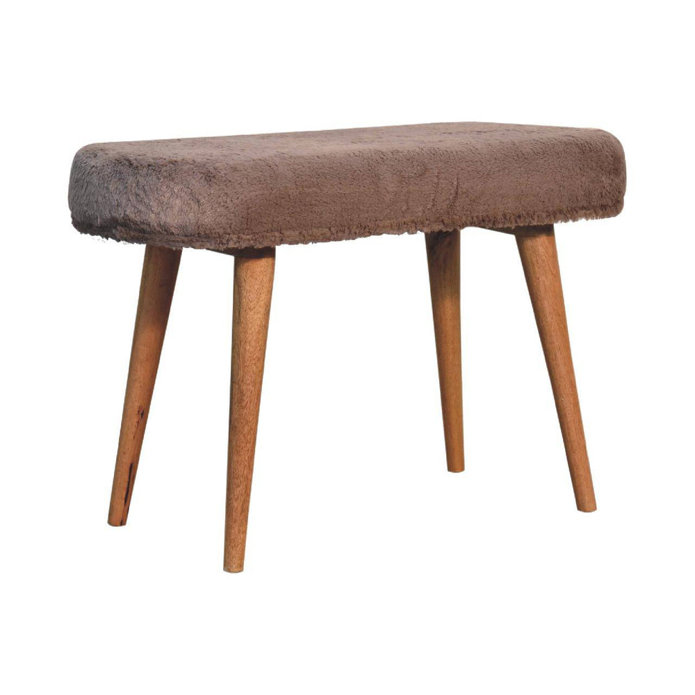 Mocha Faux Fur Fabric Bench - TidySpaces