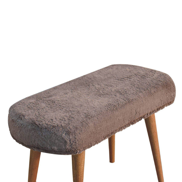 Mocha Faux Fur Fabric Bench - TidySpaces