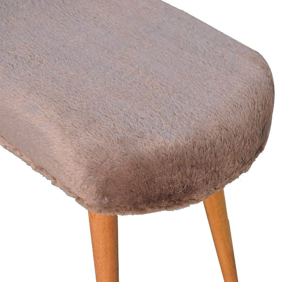 Mocha Faux Fur Fabric Bench - TidySpaces