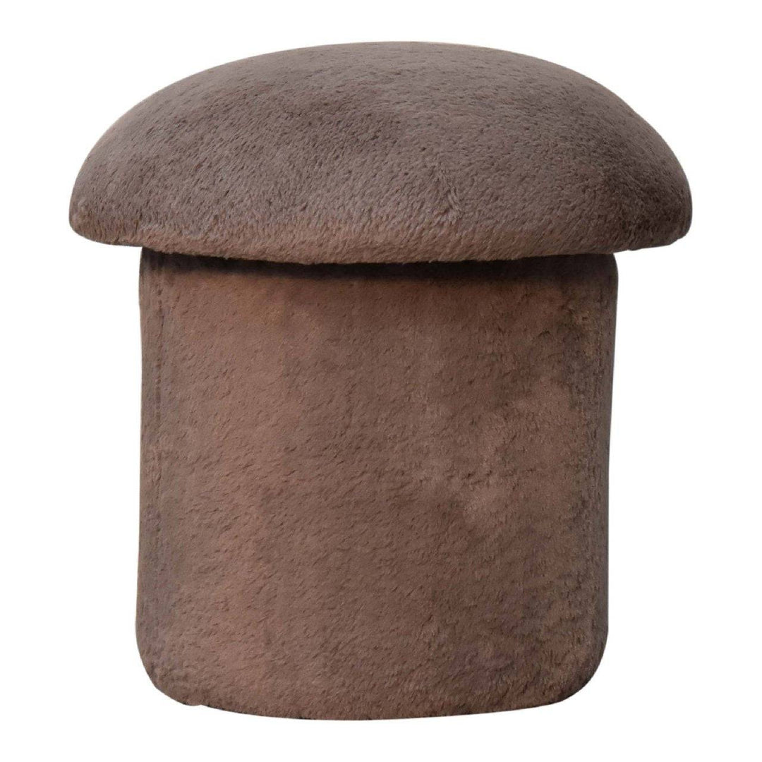 Mocha Faux Fur Mushroom Footstool - TidySpaces