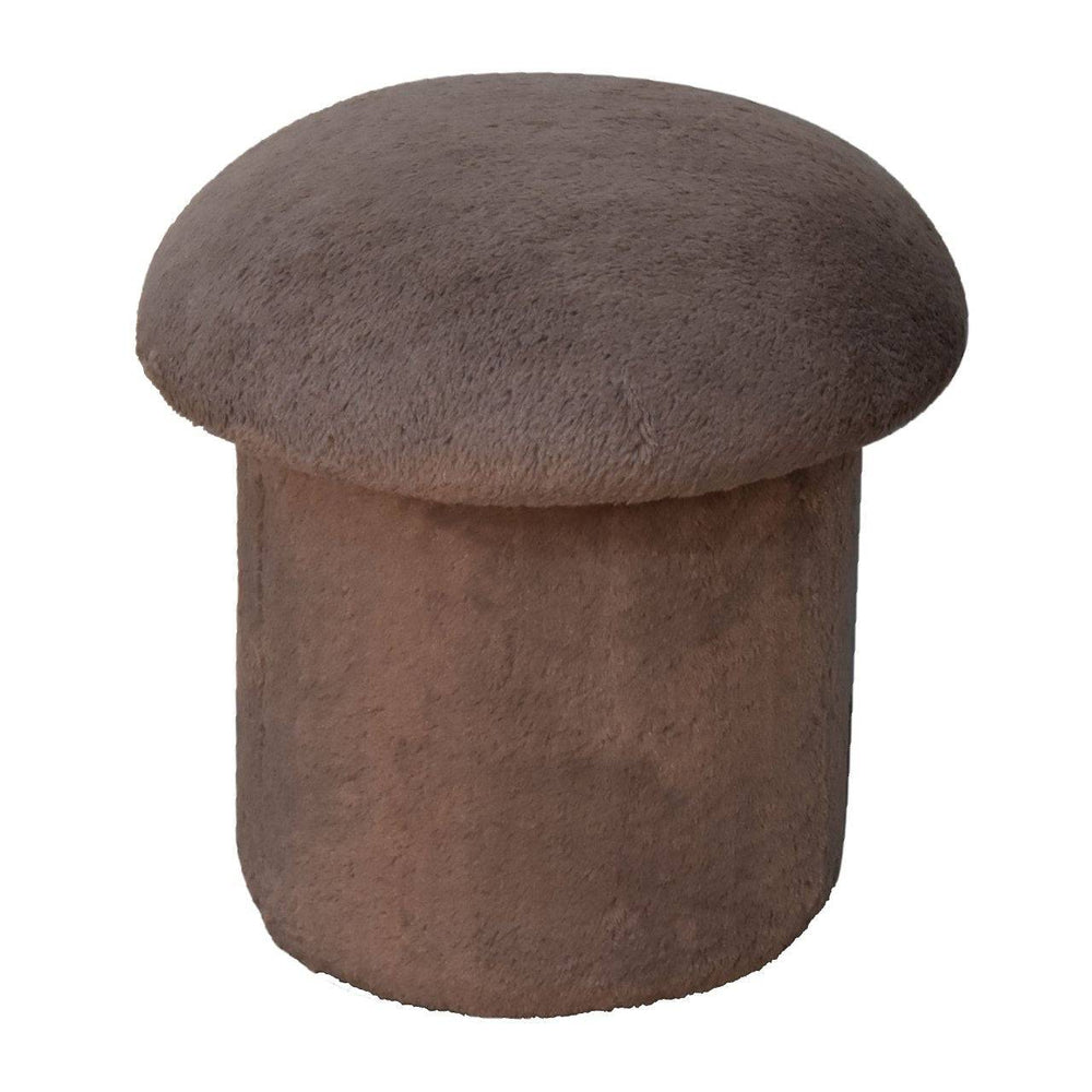 Mocha Faux Fur Mushroom Footstool - TidySpaces