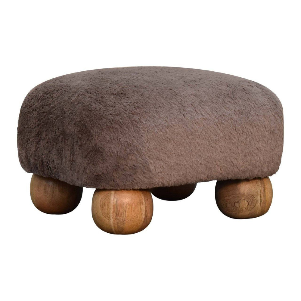 Mocha Faux Fur Nordic Footstool - TidySpaces