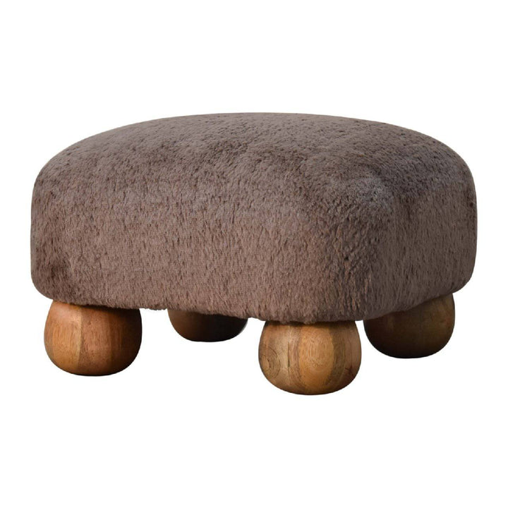 Mocha Faux Fur Nordic Footstool - TidySpaces