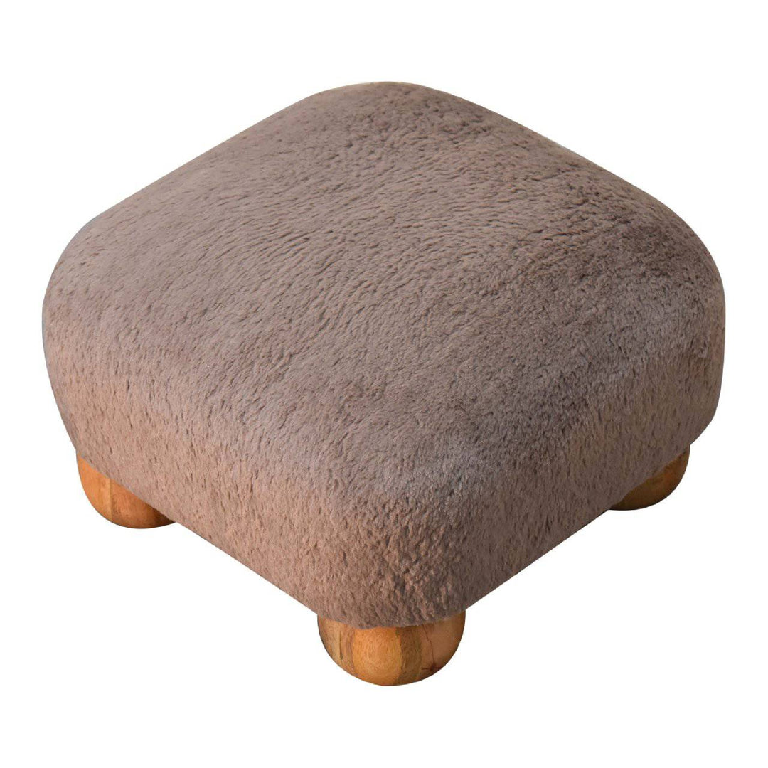 Mocha Faux Fur Nordic Footstool - TidySpaces