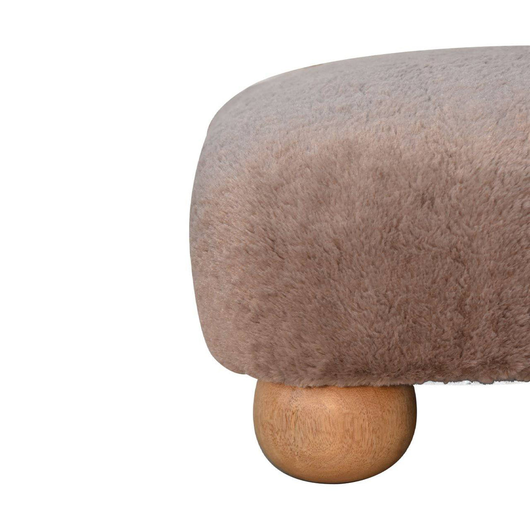 Mocha Faux Fur Nordic Footstool - TidySpaces