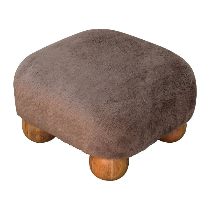 Mocha Faux Fur Nordic Footstool - TidySpaces