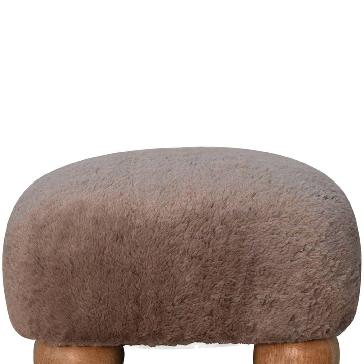 Mocha Faux Fur Nordic Footstool - TidySpaces