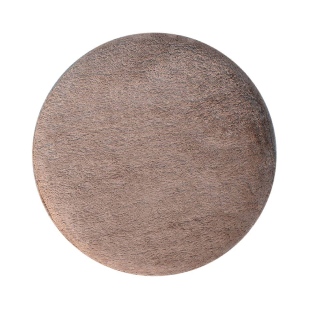 Mocha Faux Fur Round Footstool - TidySpaces