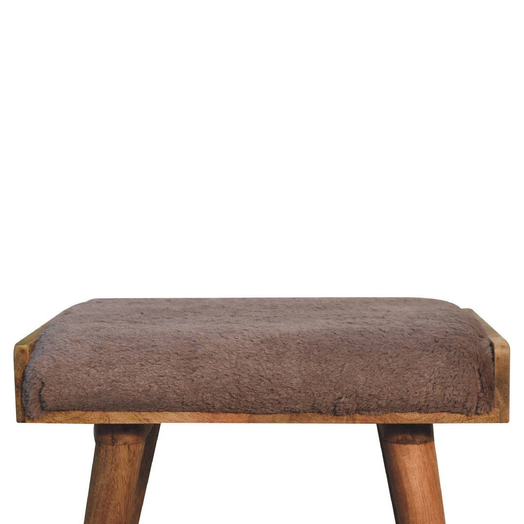 Mocha Faux Fur Style Footstool - TidySpaces