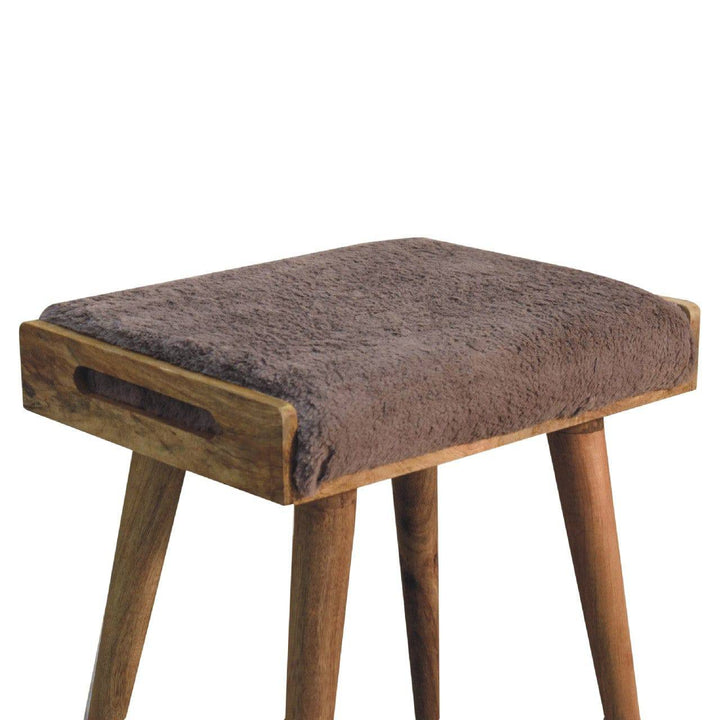 Mocha Faux Fur Style Footstool - TidySpaces