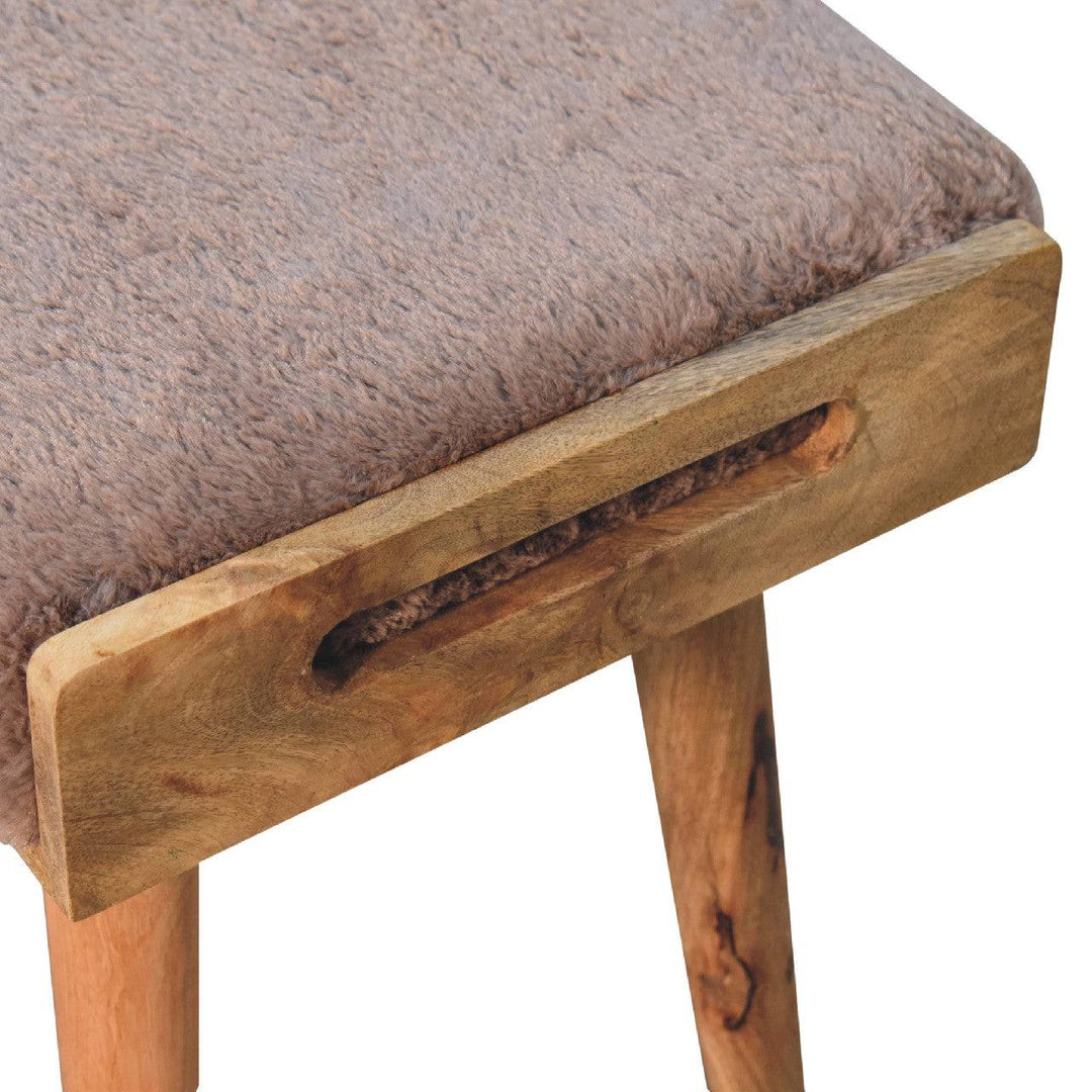 Mocha Faux Fur Style Footstool - TidySpaces