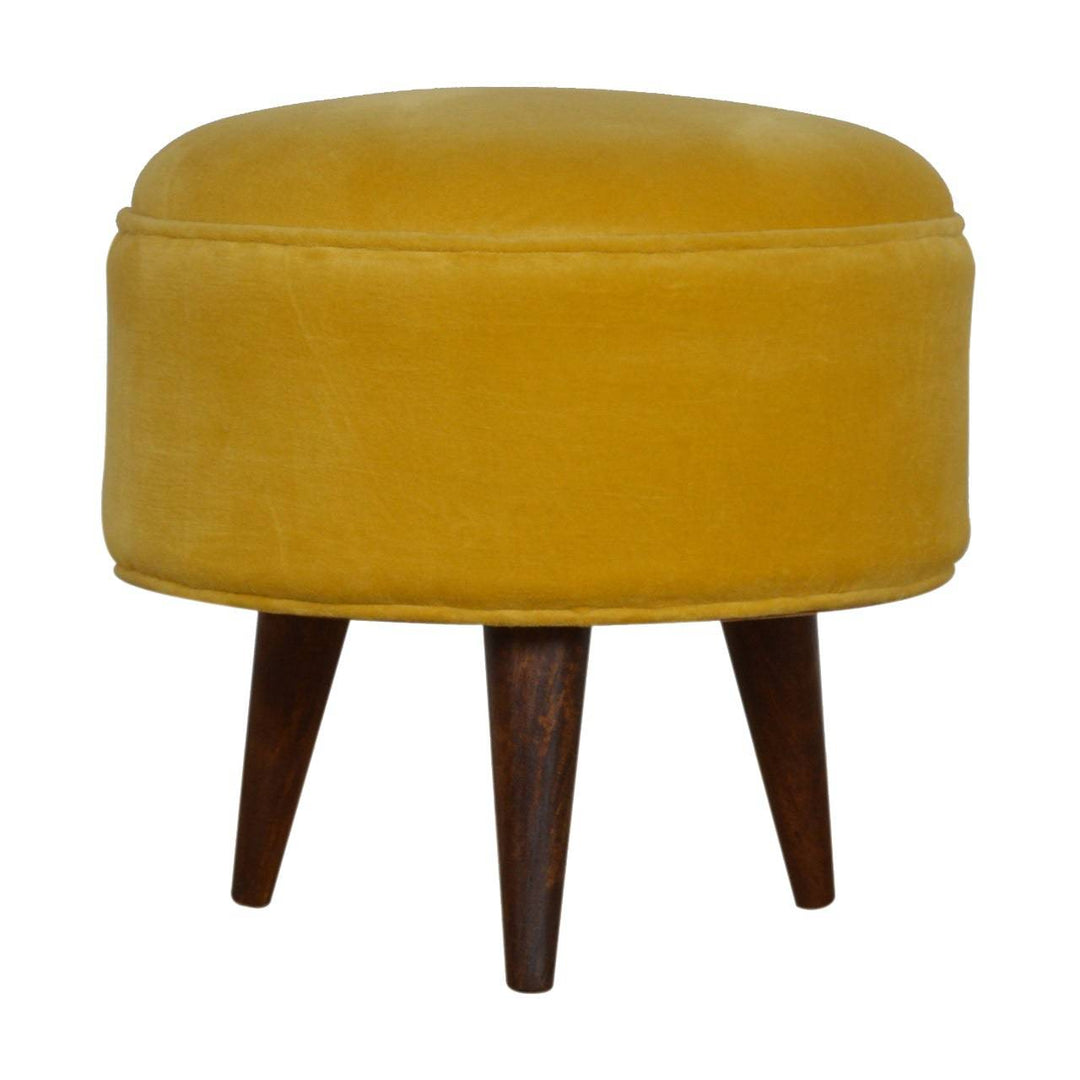 Mustard Velvet Nordic Footstool - TidySpaces