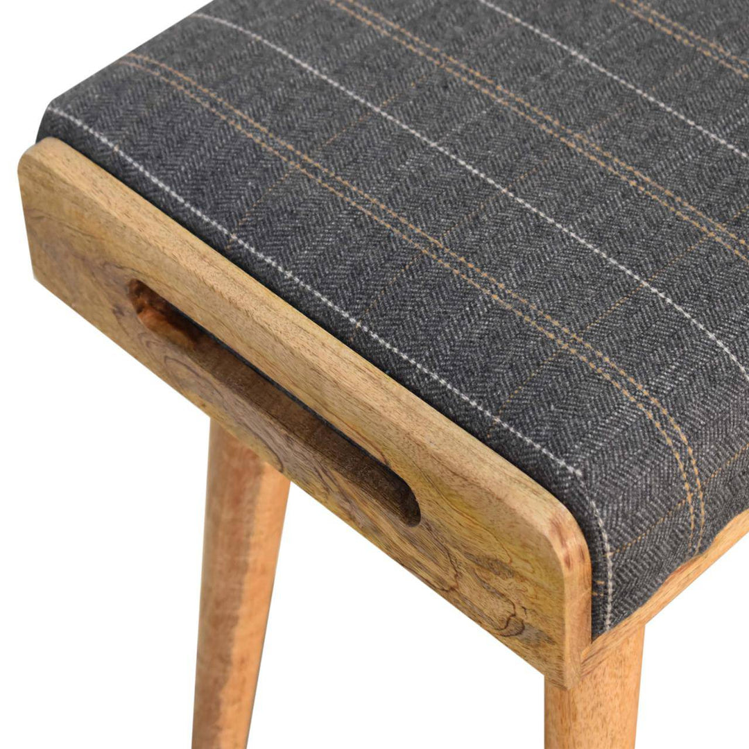 Pewter Tweed Tray Style Footstool - TidySpaces