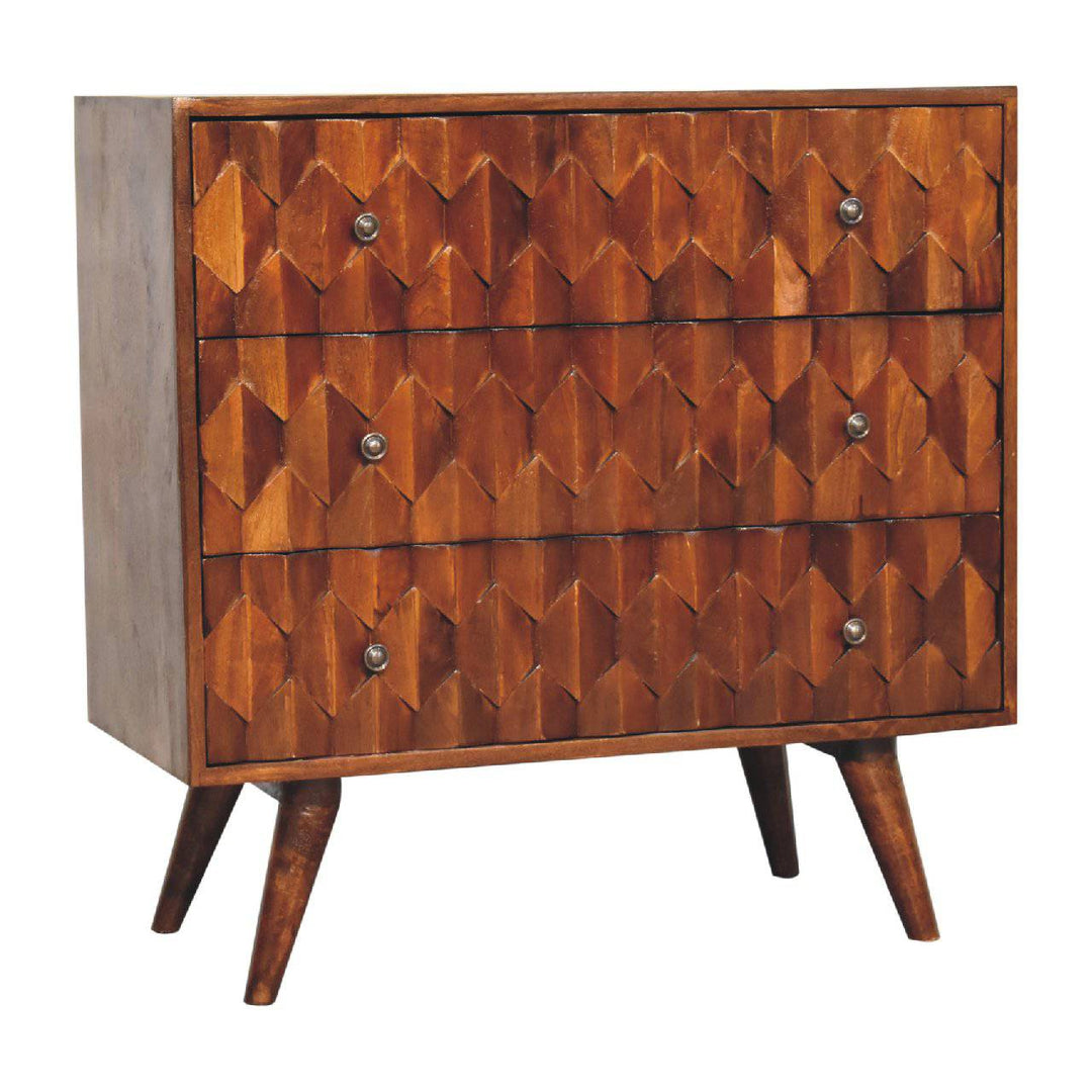 Pineapple Chestnut Carved Chest - TidySpaces
