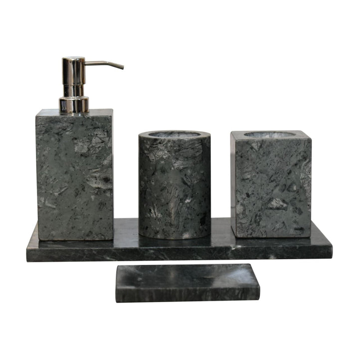 Set of 5 Green Marble Bathroom Set - TidySpaces