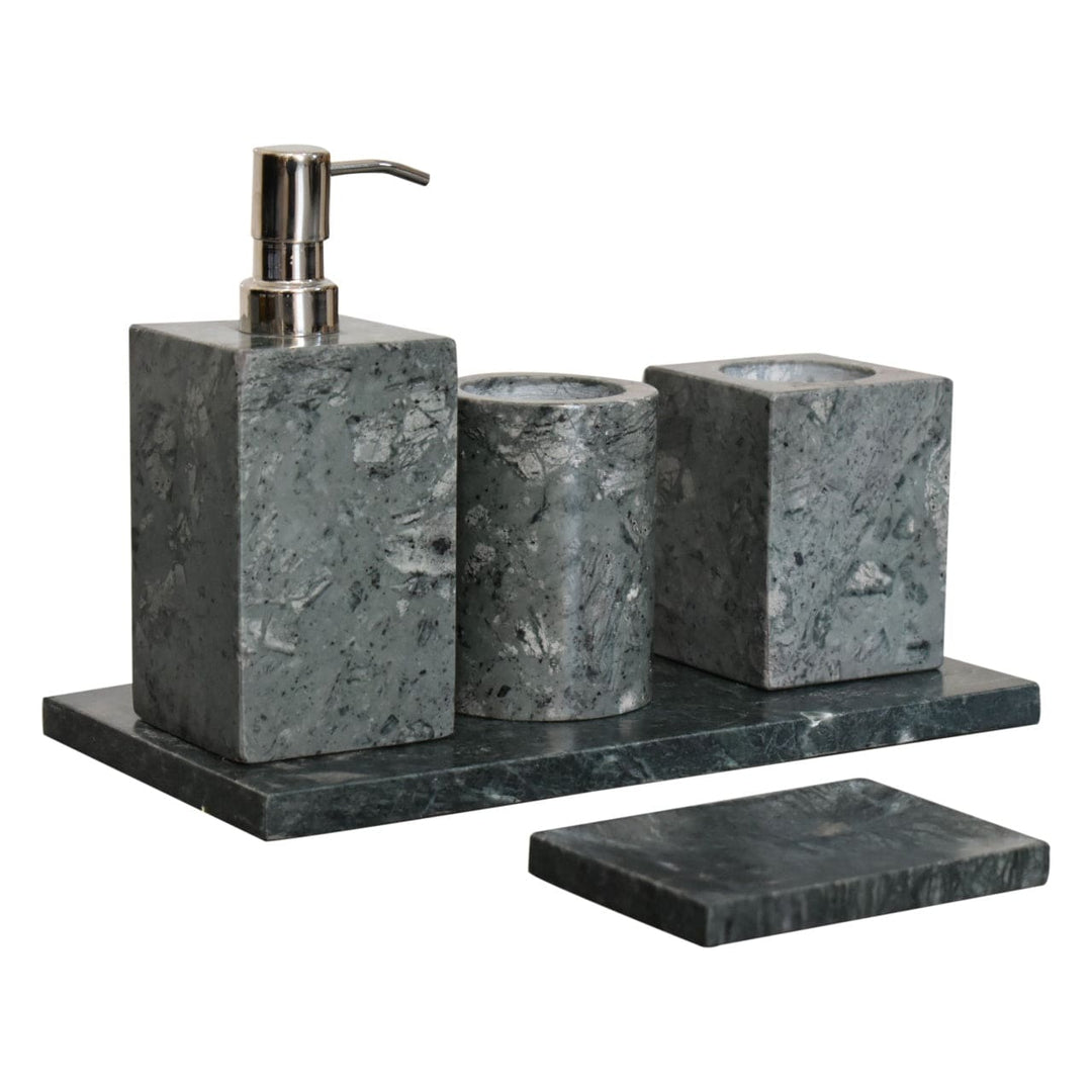 Set of 5 Green Marble Bathroom Set - TidySpaces