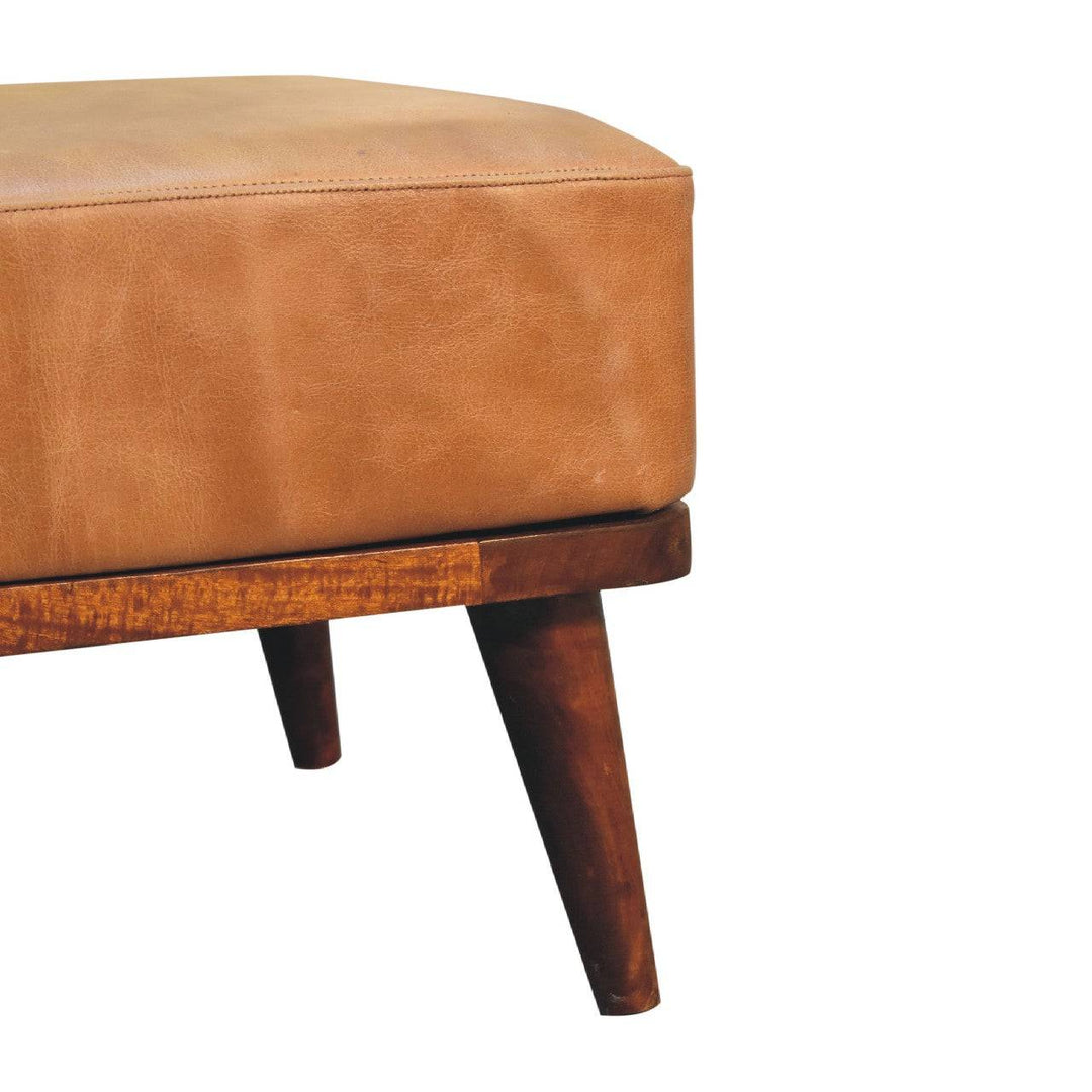 Tan Buffalo Leather Tan Footstool - TidySpaces