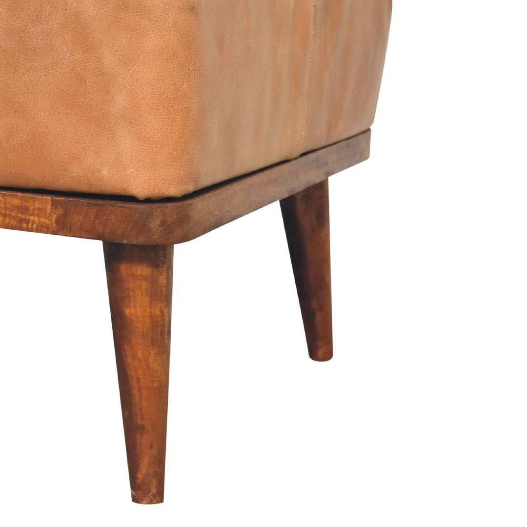 Tan Buffalo Leather Tan Footstool - TidySpaces