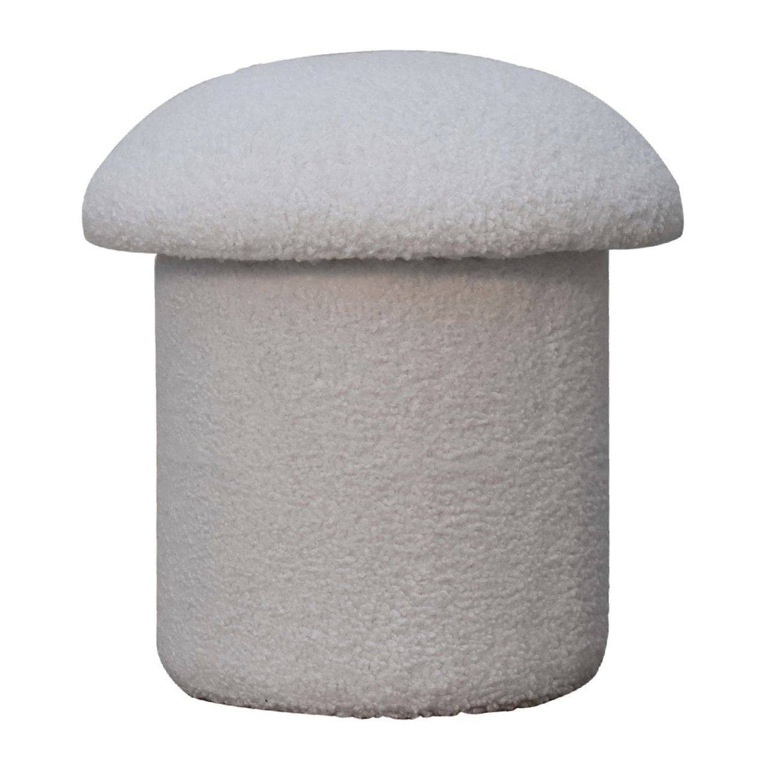 White Boucle Mushroom Footstool - TidySpaces