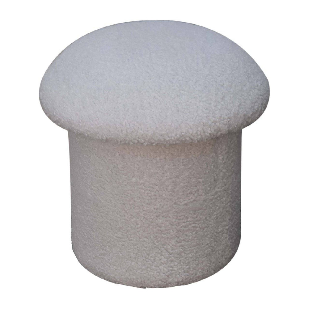 White Boucle Mushroom Footstool - TidySpaces